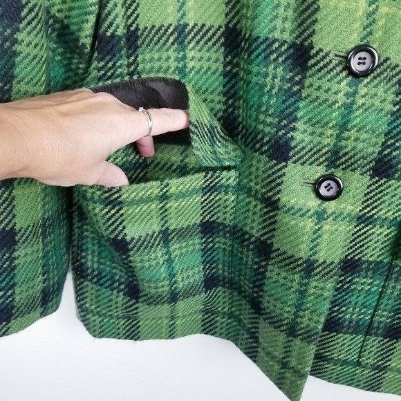 Vintage Kasper and Company A.S.L. Green Plaid Wool Blazer - Picture 5 of 7